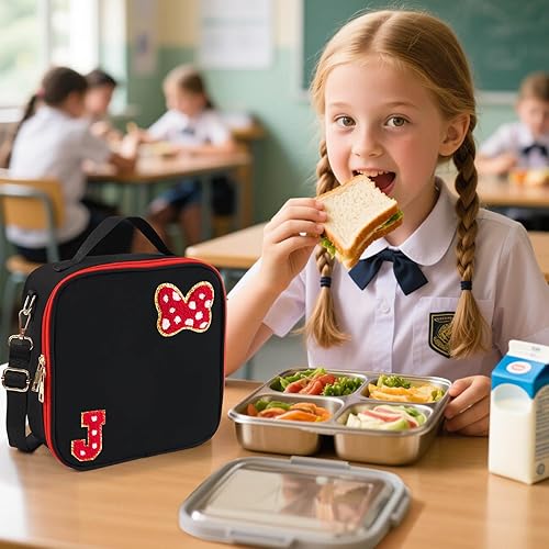 Miniatura 4 de Preppy - Lonchera con diseño de ratón y lazo con inicial, lonchera aislada para niños, regalos para adolescentes, niñas, hija, contenedores de