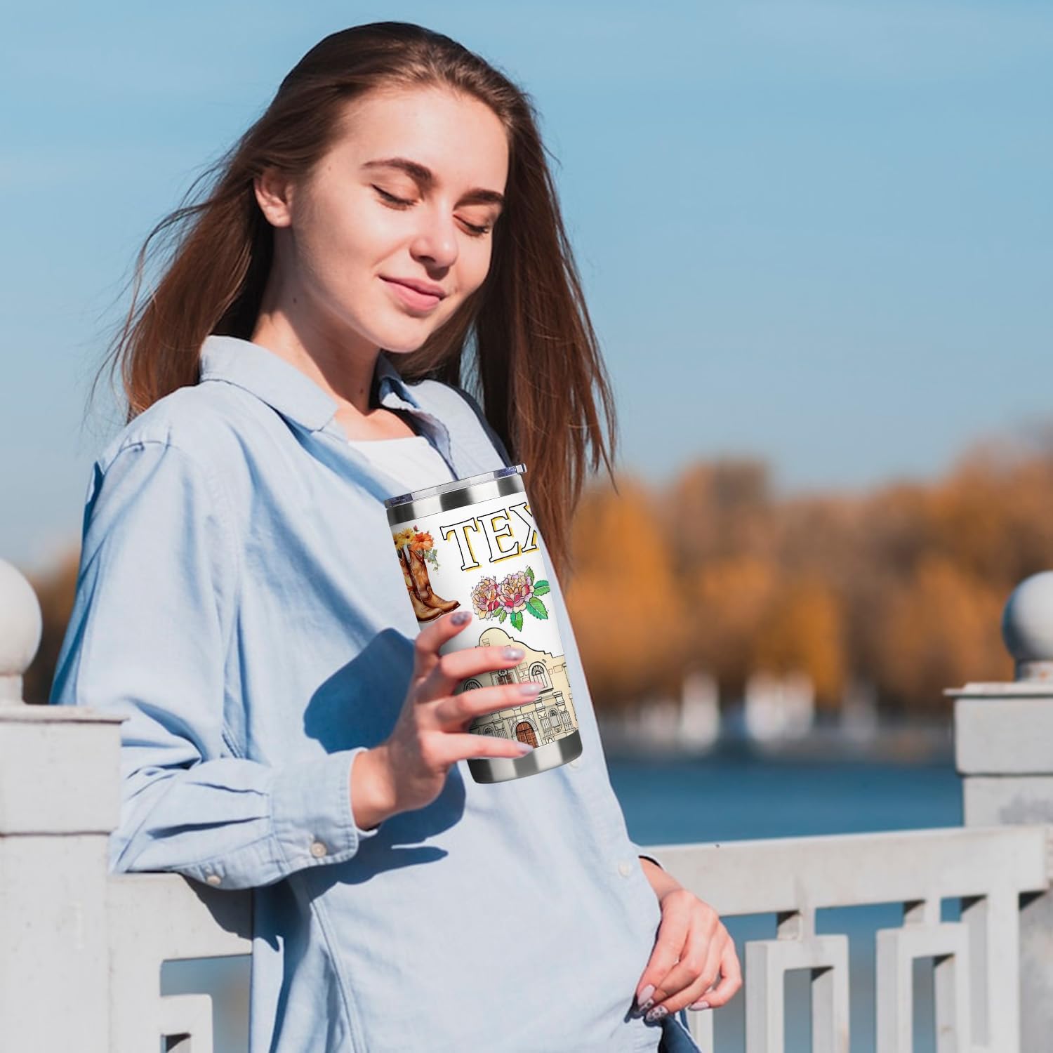 State Travel Mug for State Lover,20oz Double Wall Tumbler Vacuum Insulated Stainless Steel Coffee Cups (Texas) - Image 6