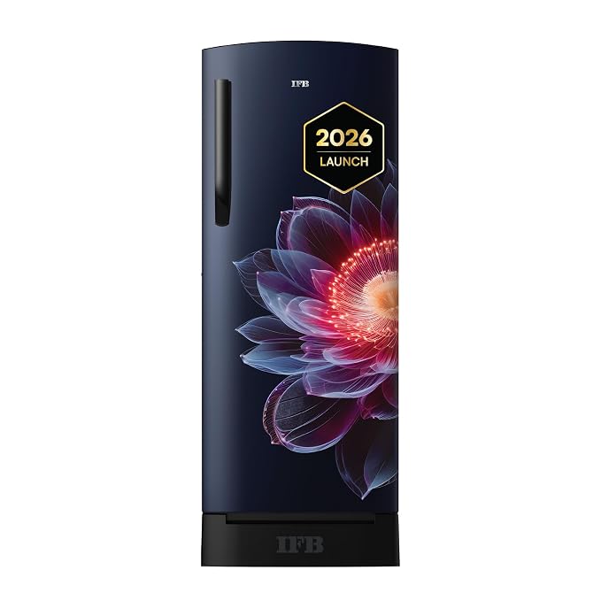 IFB 206L 4 Star Advanced Inverter Direct-Cool Single Door Refrigerator with 30 Hrs Cooling Retention, Big Vegetable Box, 4 Year Super Warranty & Base Stand (2026, IFBDC-232DYBIED, Iris Petal Blue)