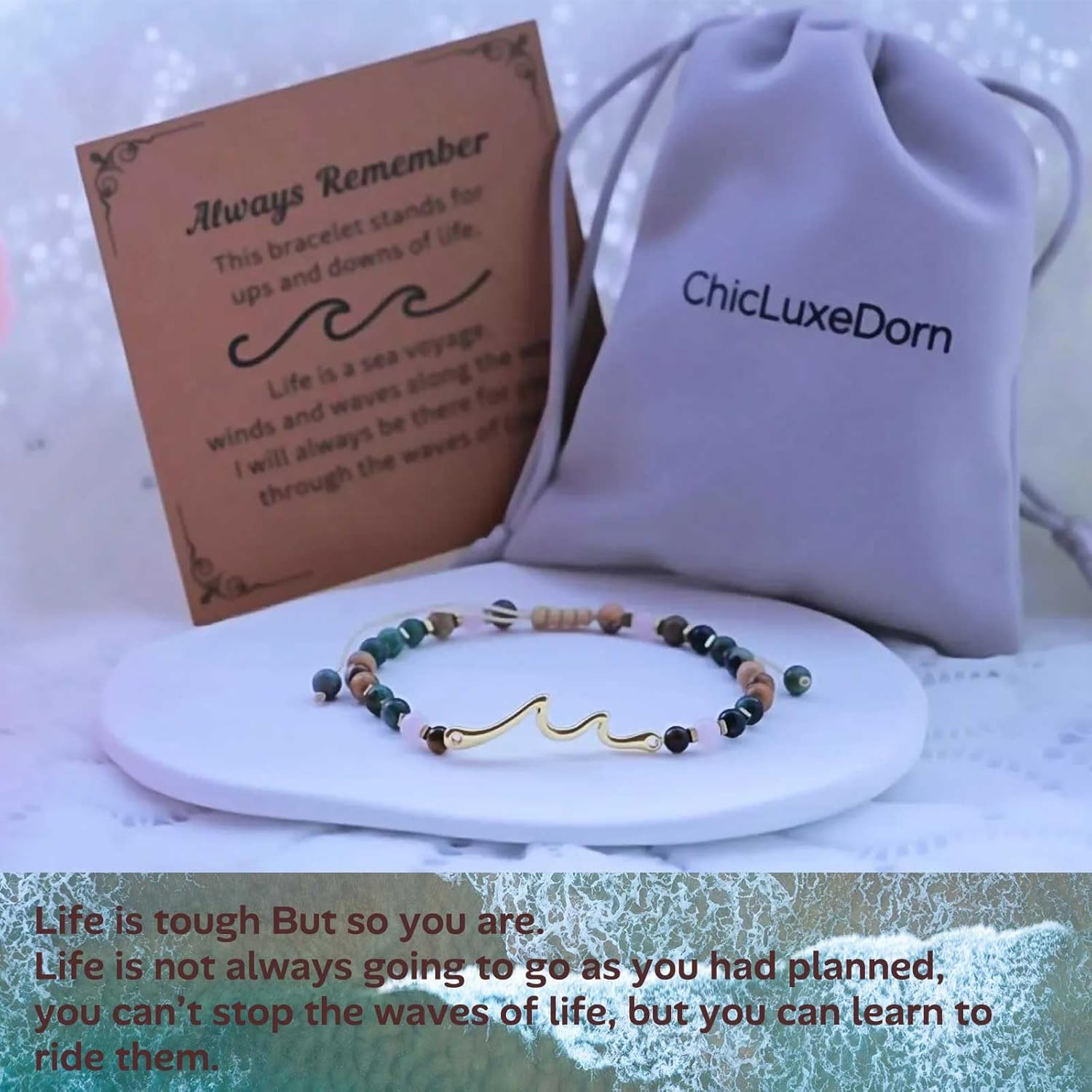 Wave Bracelet for Women, Best Friend Birthday Gifts for Daugther from Mom Dad, Friendships Daugther Bracelets, Sisters Graduation Gifts for Teens - Image 5