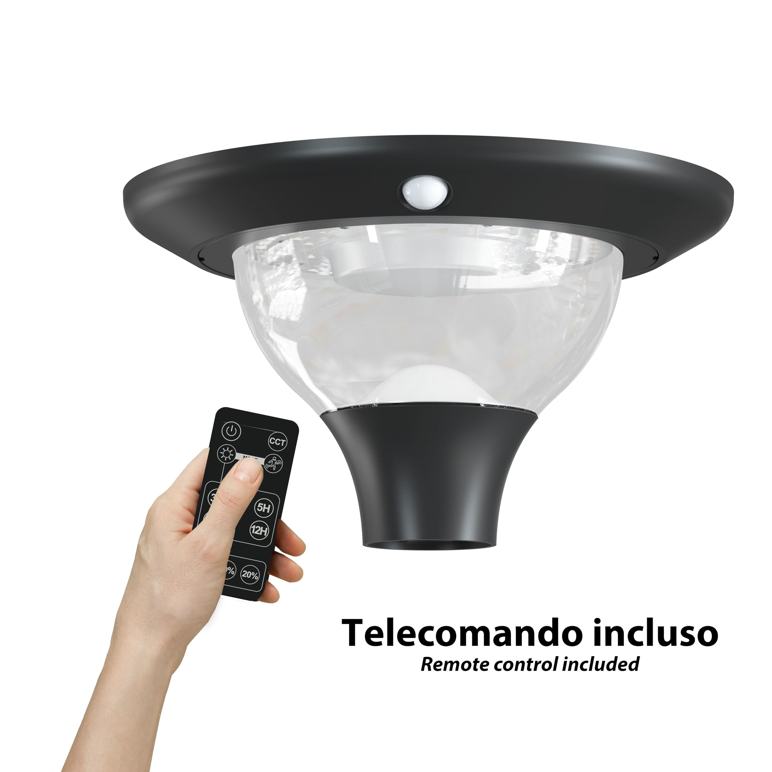 Solarna lampa uliczna 15 W, zewnętrzna lampa solarna 2000 lm. Temperatura barwowa (CCT): 3 barwy światła do wyboru (ciepła, naturalna, zimna). Idealna do parkingów, ogrodów, dziedzińców, firm itp.