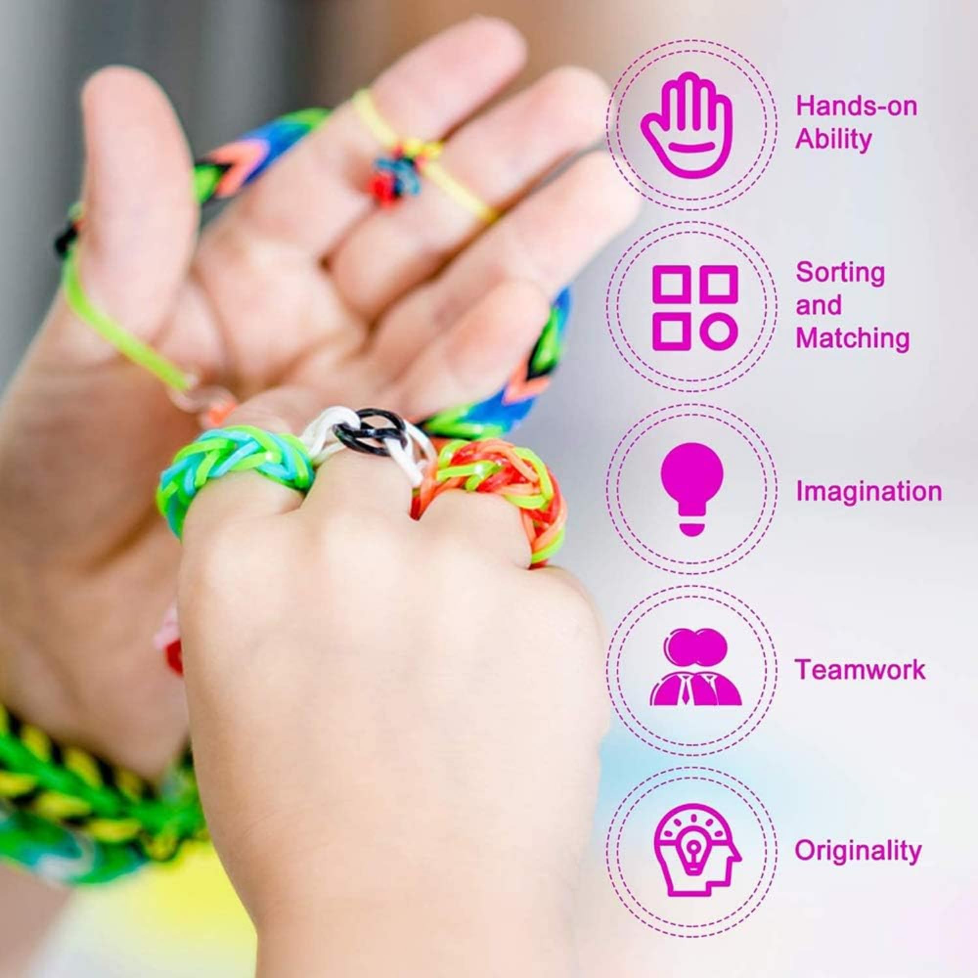 17000+ Loom Band Kit - 32 Vibrant Colors Loom Bands, Bracelet Making Set with Charms, Tools & 3-Layer Storage Box DIY Arts & Crafts Gift for Girls & Boys - Image 4