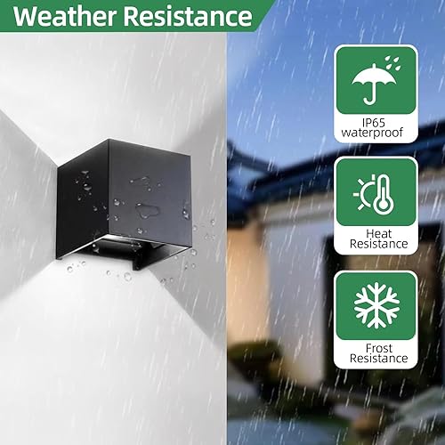 Miniatura 7 de Wrasse Luces de porche al aire libre de 2000 lúmenes, 6500 K, apliques de pared modernos para exteriores de casa (paquete de 2)