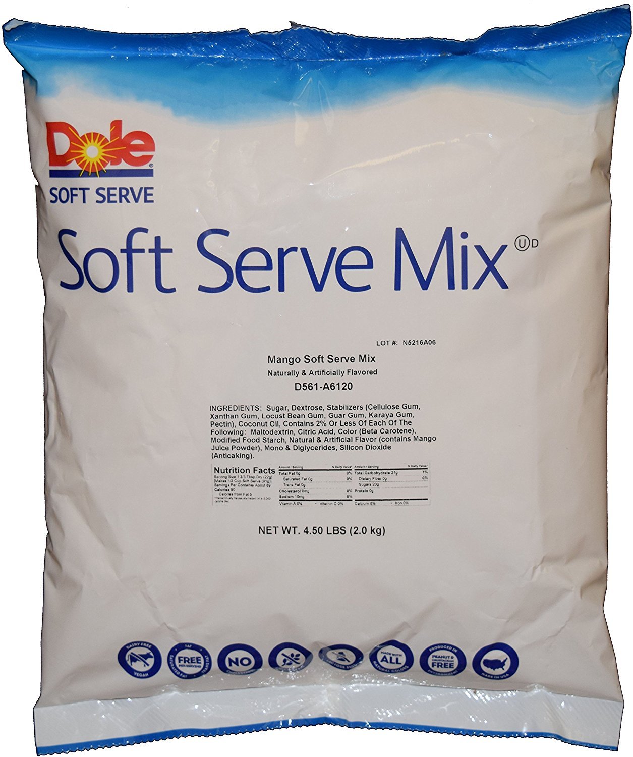 Dole Soft Serve Mix, Mango, 19 Pound