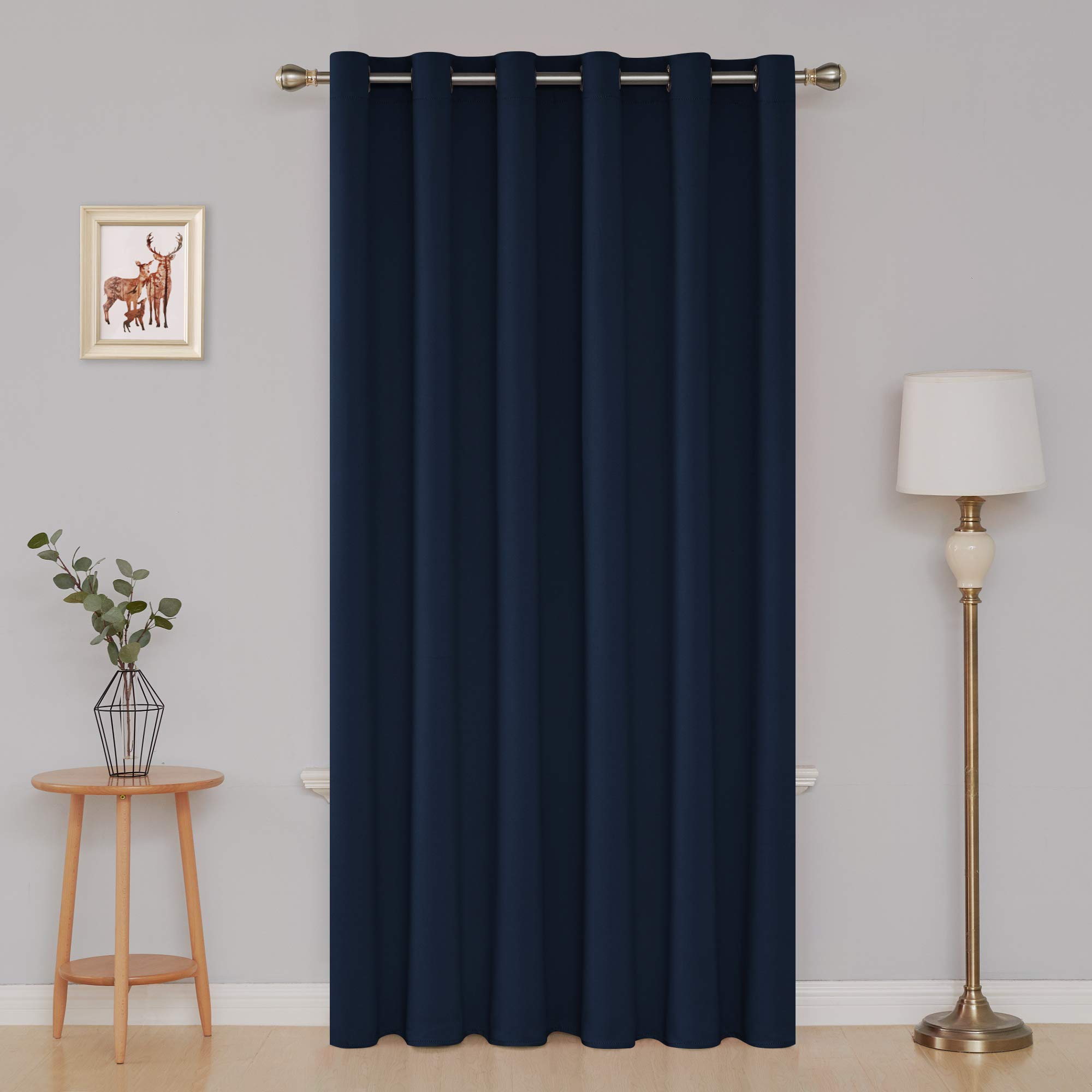 Deconovo Super Soft Window Treatment Thermal Insulated Wide Width Ring Top Blackout Curtain for Livingrom 80 x 84 Inch Navy Blue 1 Panel