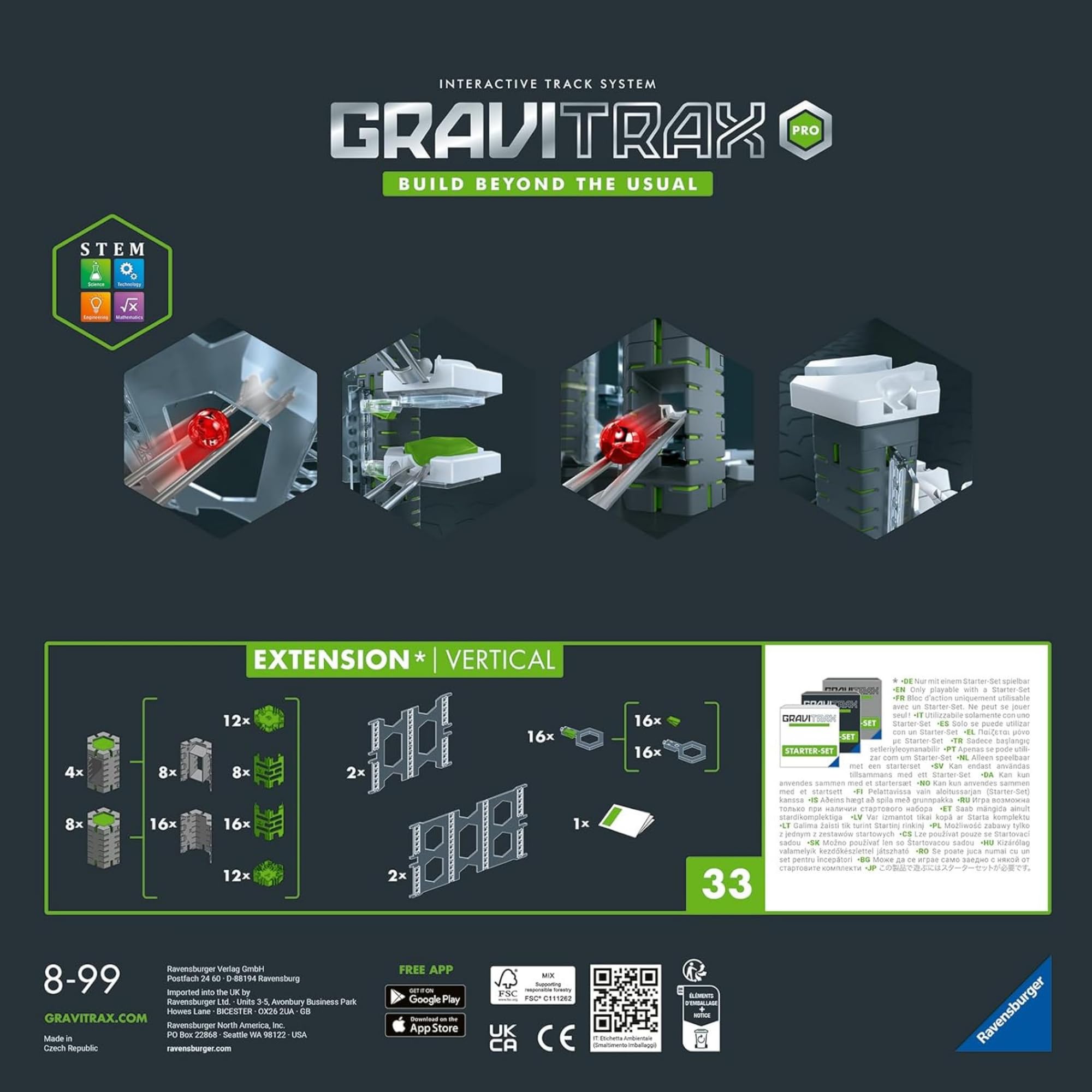 Ravensburger - GraviTrax Pro Vertical, Expansión para Pista de Canicas, Juego Innovador y Educativo STEM, para Niños de 8+ Años y Adultos, Compatible con GraviTrax Starter Set