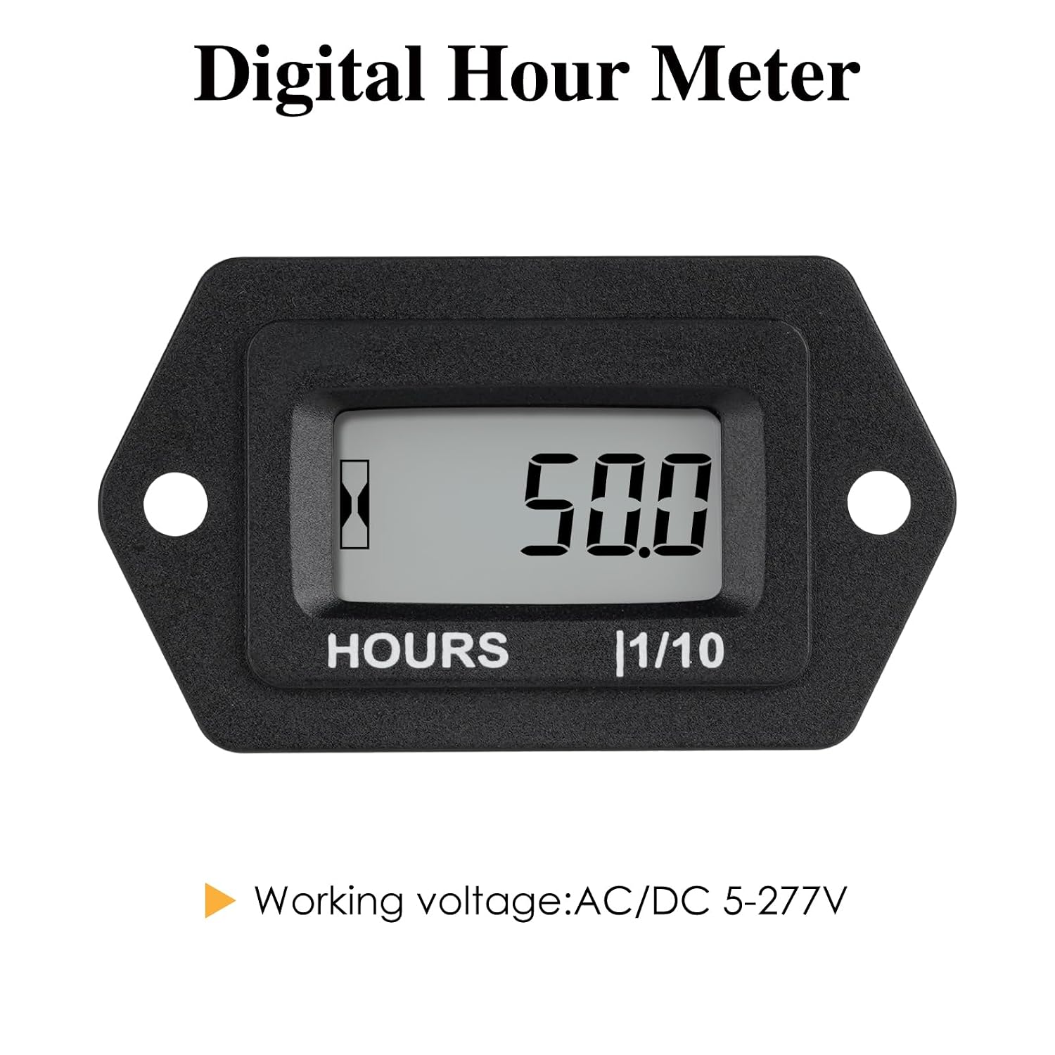 Digital LCD Hour Meter AC/DC 5V to 277V,Data Storage for Go-Kart Lawn Mower Tractor Generator Club Car Washer Marine ATV Motor Compressor