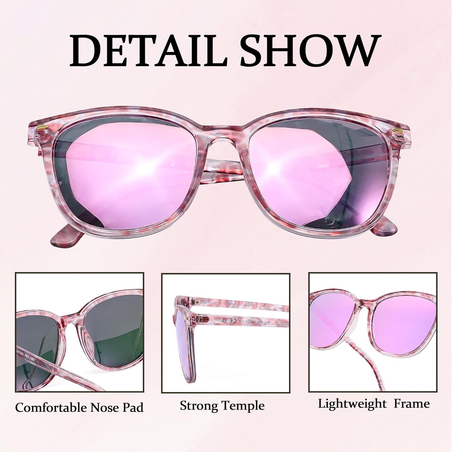 FancyPink Women's Polarized Sunglasses UV400 Protection Mirrored Beach Eyewear Trendy Sunglasses for Women - Image 7