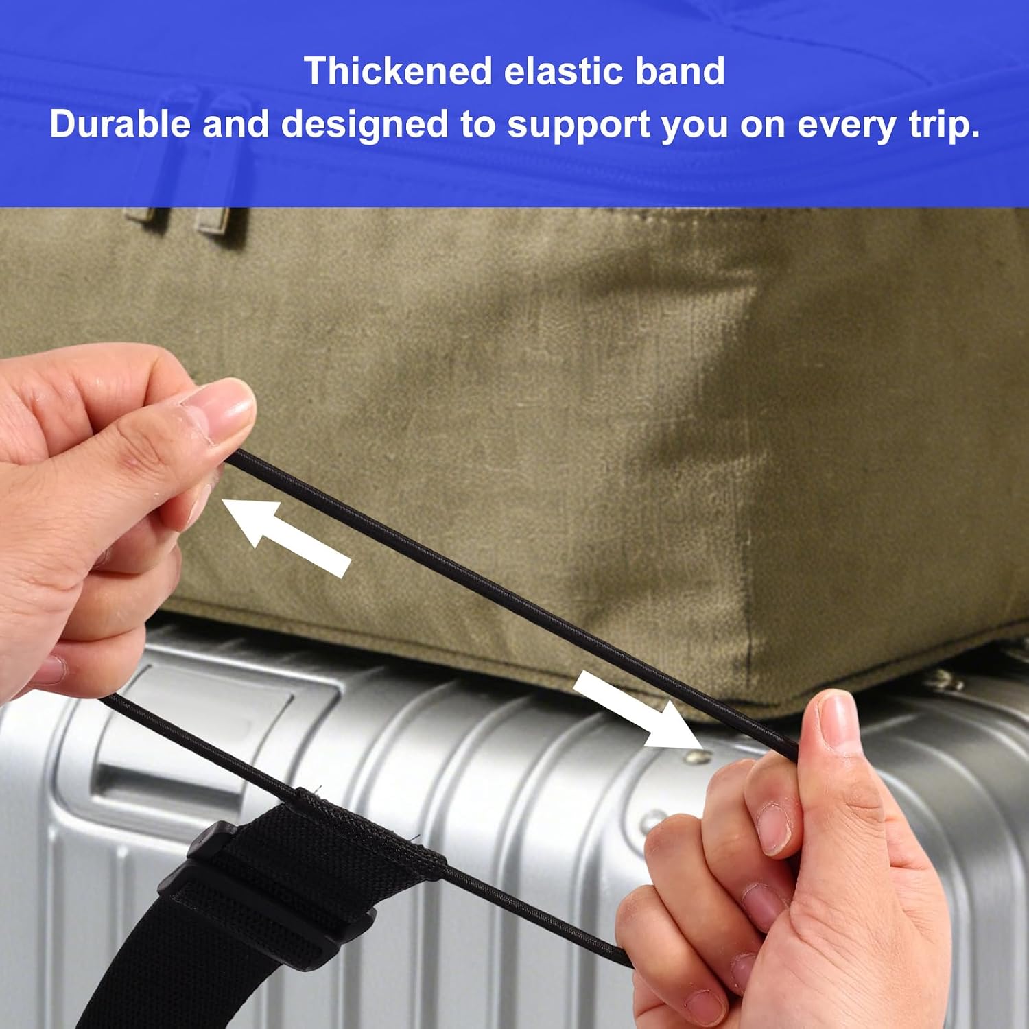 3pcs Luggage Connector Straps, 1 Long 2 Short Strong Adjustable Elastic Canvas Straps with Strap Buckle & Bottle Buckle Clip, Must-Have Travel Belt Accessories for Suitcases Handbags Backpacks (Black)