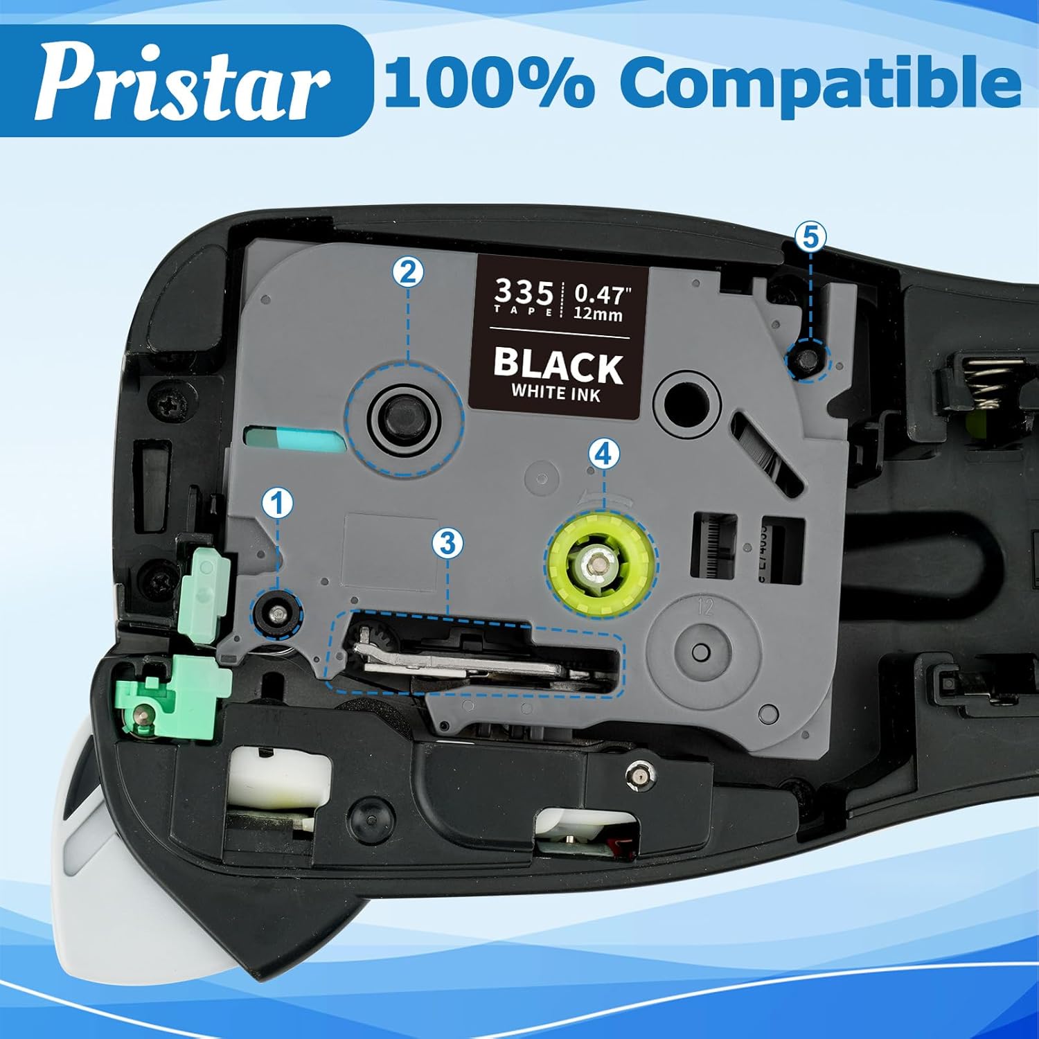 TZe-335 TZ-335 White on Black Label Tape Compatible for Brother P Touch Label Maker TZe TZ Tape 12mm 0.47 Laminated Black TZe335 Work with PTouch D210 H100 D220 D400AD 1880 1290 1830, 3-Pack - Image 7