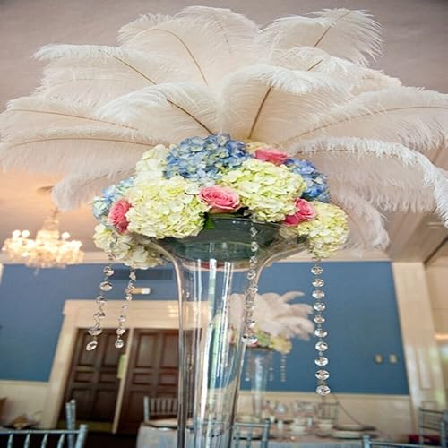 Miniatura 4 de Shekyeon 12-14 pulgadas 118-138in plumas de avestruz para centros de mesa de boda paquete de 10 blanco
