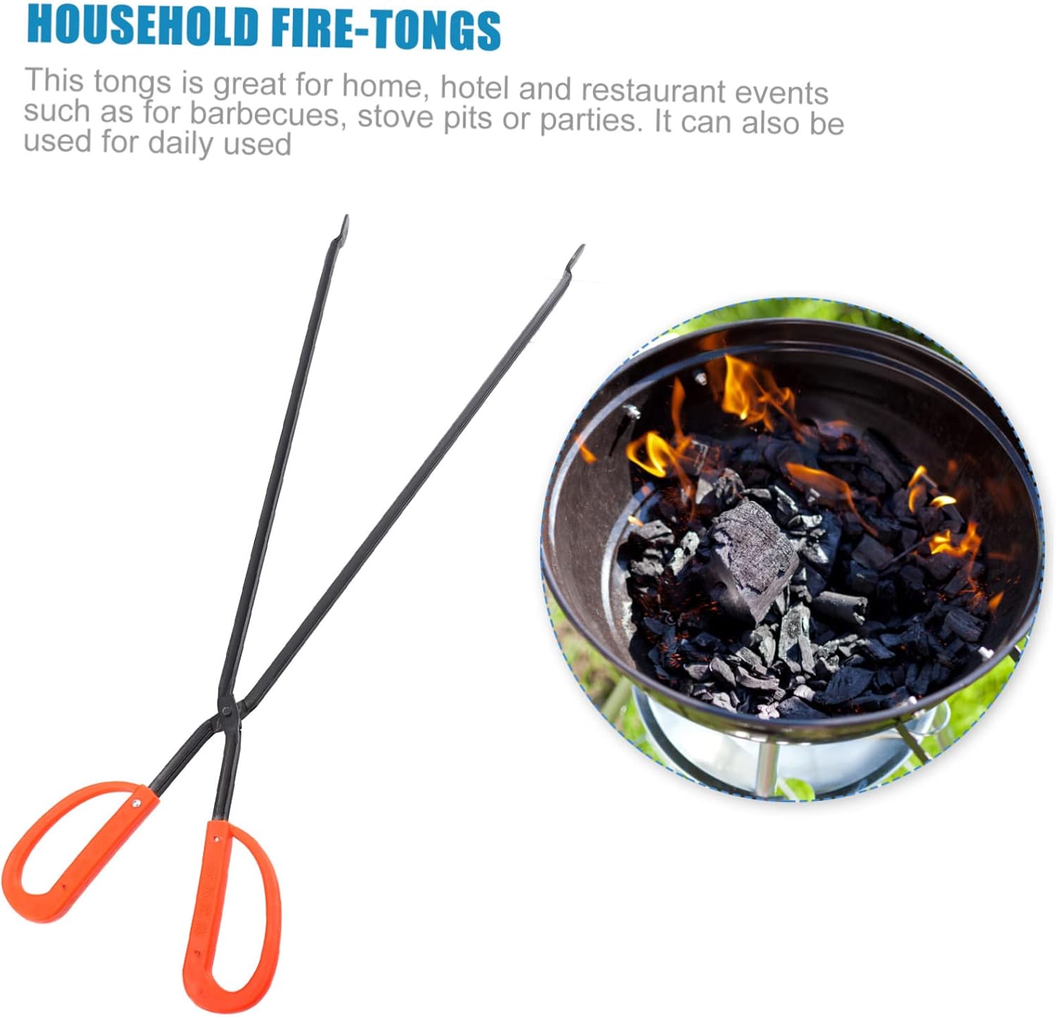 Milisten 1pc Heavy Duty Firewood Tongs Handle Charcoal Clip for Bbq Grilling Outdoor Fire Pit Use Grabbing Tool for Coals and Logs and Firewood Picker