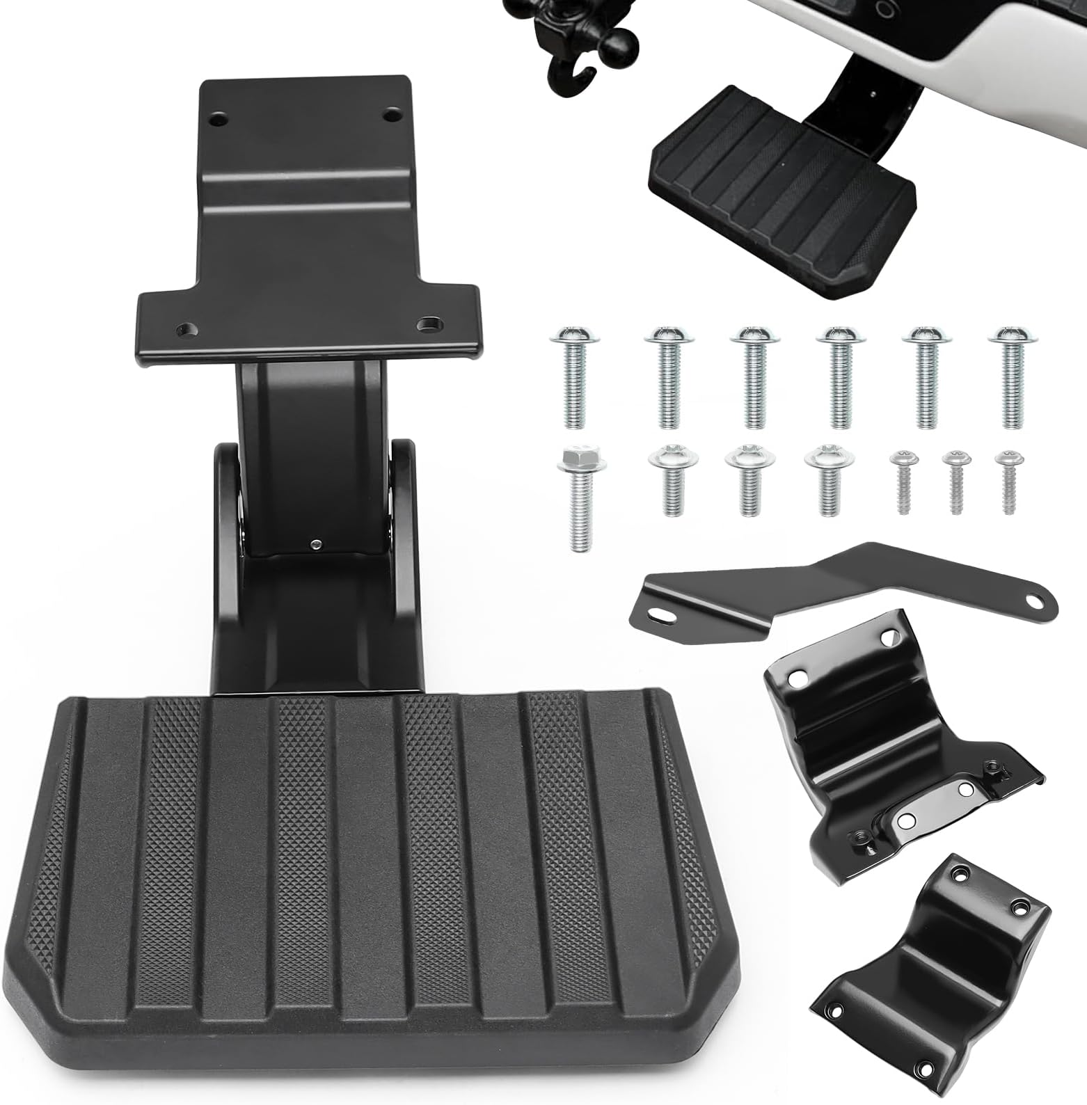 Rear Bed Step Tailgate Bedstep Compatible with 2024 2025 Ford F150 Swing Tailgate Center Door, Folding Truck Step Retractable Bumper Tailgate Step, Replace VRL3Z-17A958-A — Not for Drop Tailgate