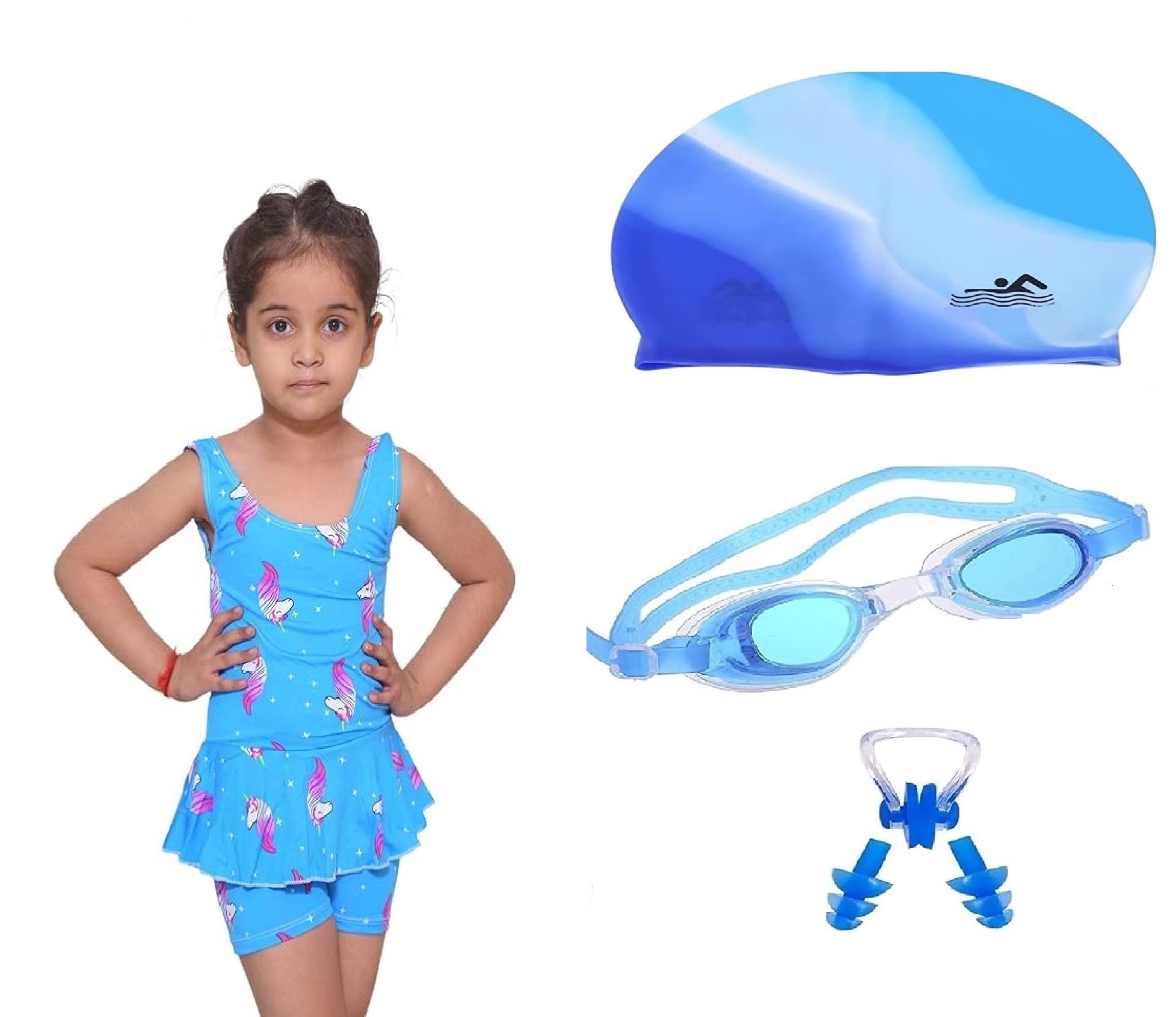 THE MORNING PLAY Girls Swimming Kit with Swimming Costume Swimming Goggles Swimming Cap 2Ear Plug and 1Nose Plug (8-9YEARS, Multicolour) (B0CVFWTBLV) Amazon Price History, Amazon Price Tracker
