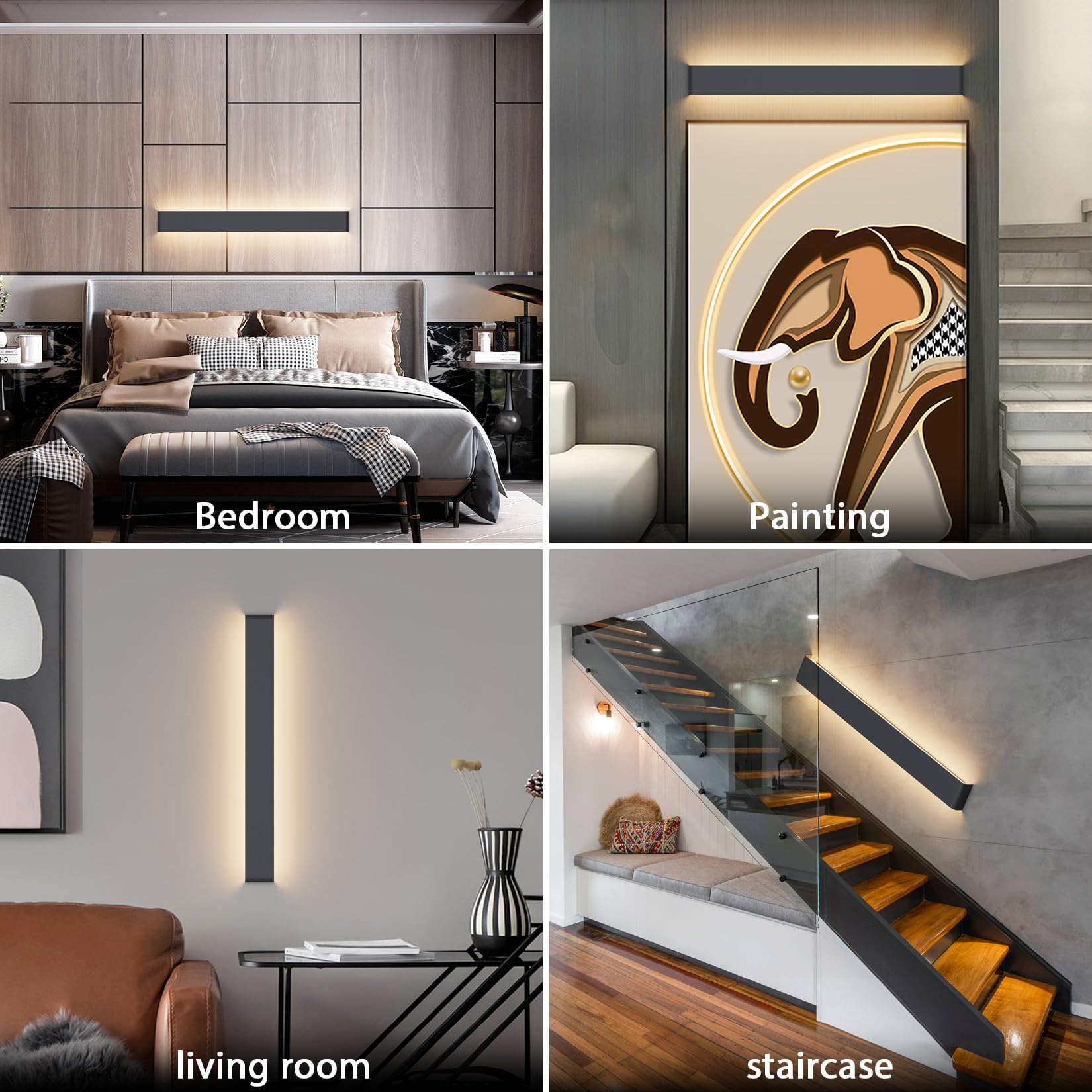 Klighten Lámparas de Pared Led 83CM, 30W Aplique de Parete Interior Arriba Abajo Moderna, Aplique Pared para Salas, Escalera, Dormitorios, Pasillos, Blanco Cálido 3000K, Antracita