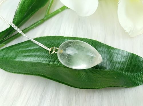 Vista 5 de Péndulo suave de cuarzo de cristal azabache, meditación curativa, Wicca, divino espiritual de aproximadamente 8 pulgadas de largo con cadena