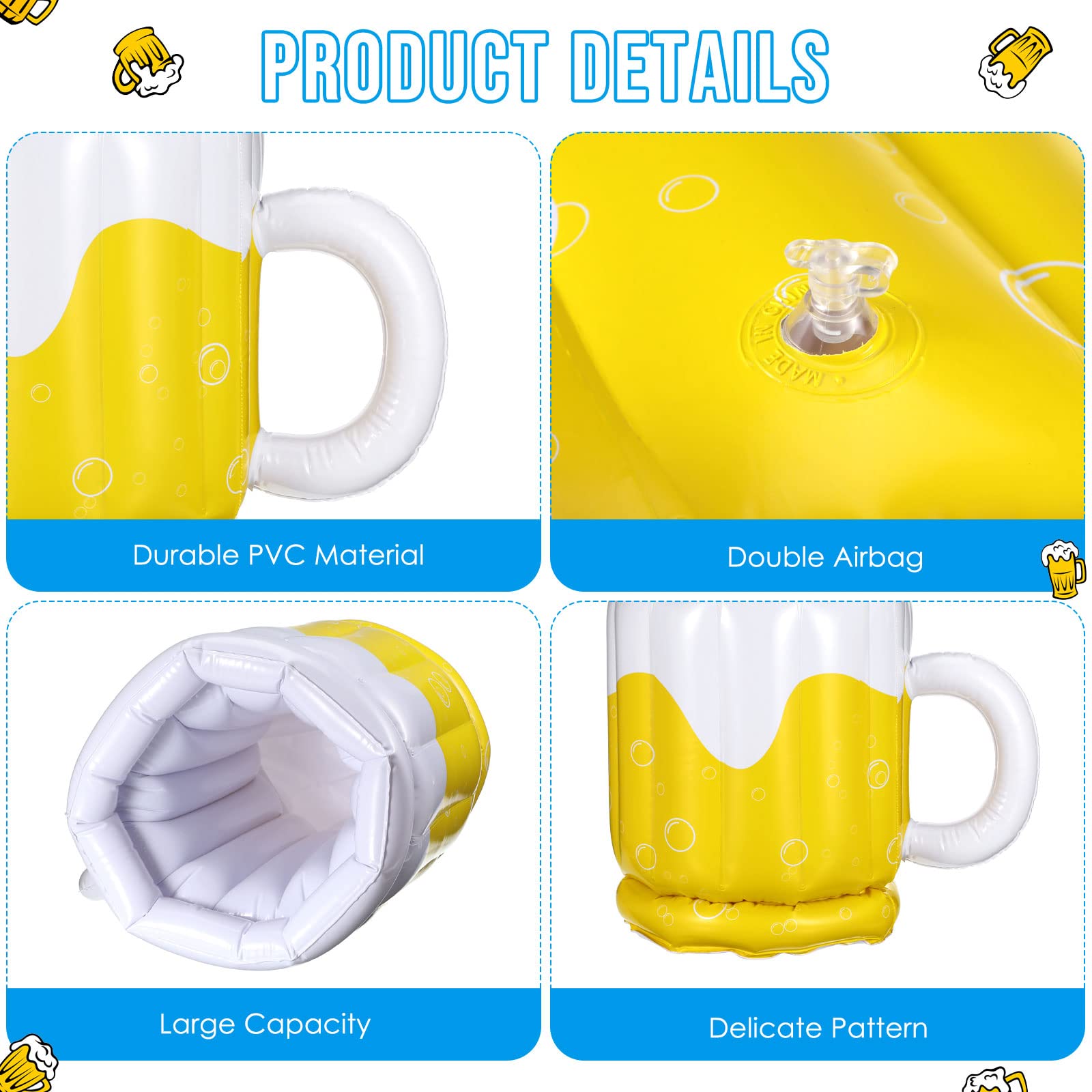 2er Pack Aufblasbarer Bierkrug-Kühler – Für Oktoberfest & Gartenpartys