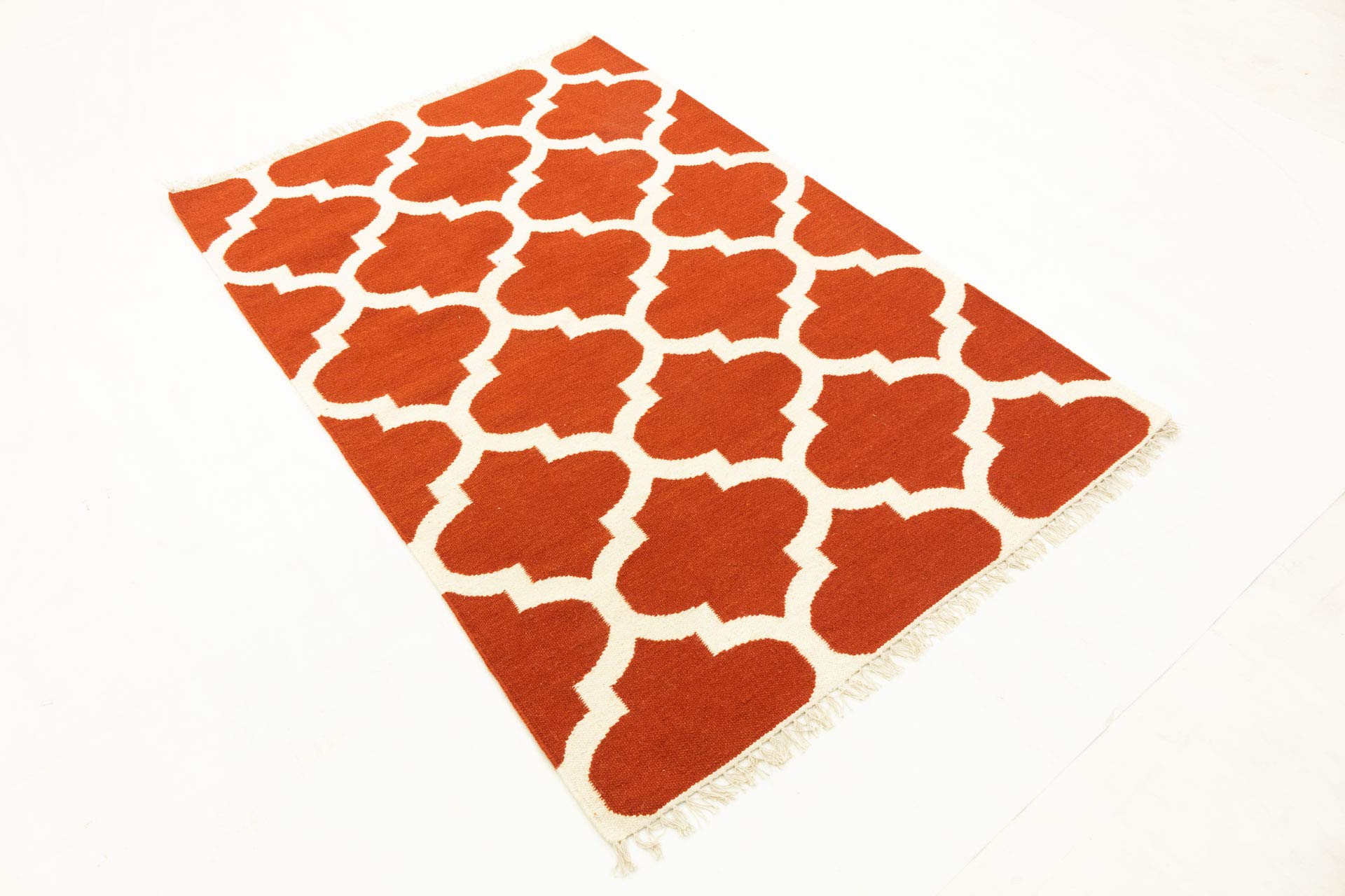 Kelim Tapis Moderne tissé à la Main Rouge Rouille 120 x 180 cm