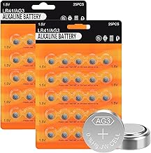 LR41 AG3 392 384 192 Batteries - 1.5V Button Cells - Mercury Free and Leakproof (Pack of 50)