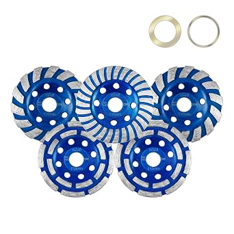 SALI 5pcs Diamond Concrete Grinding Wheel 4 1/2 inch for Polishing and Cleaning Stone Surface, Cement, Marble, Rock, Granite, and Thinset Removing, Angle Grinder Wheels Cup 115 * 22.2MM
