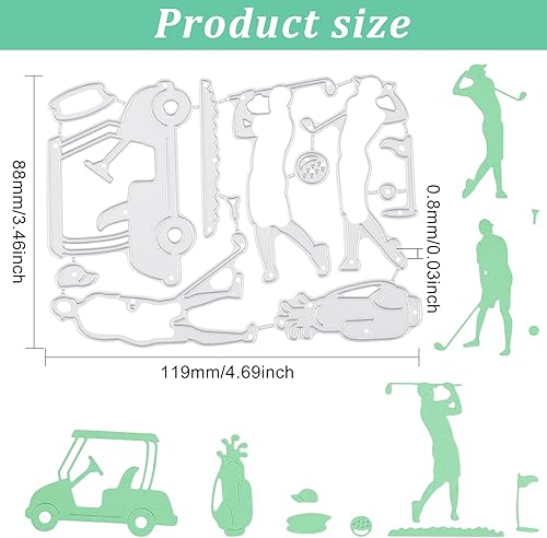 Miniatura 10 de GLOBLELAND Juego de 25 troqueles de corte para manualidades, álbumes de recortes, metal para golf, deportes, plantillas para hacer tarjetas de