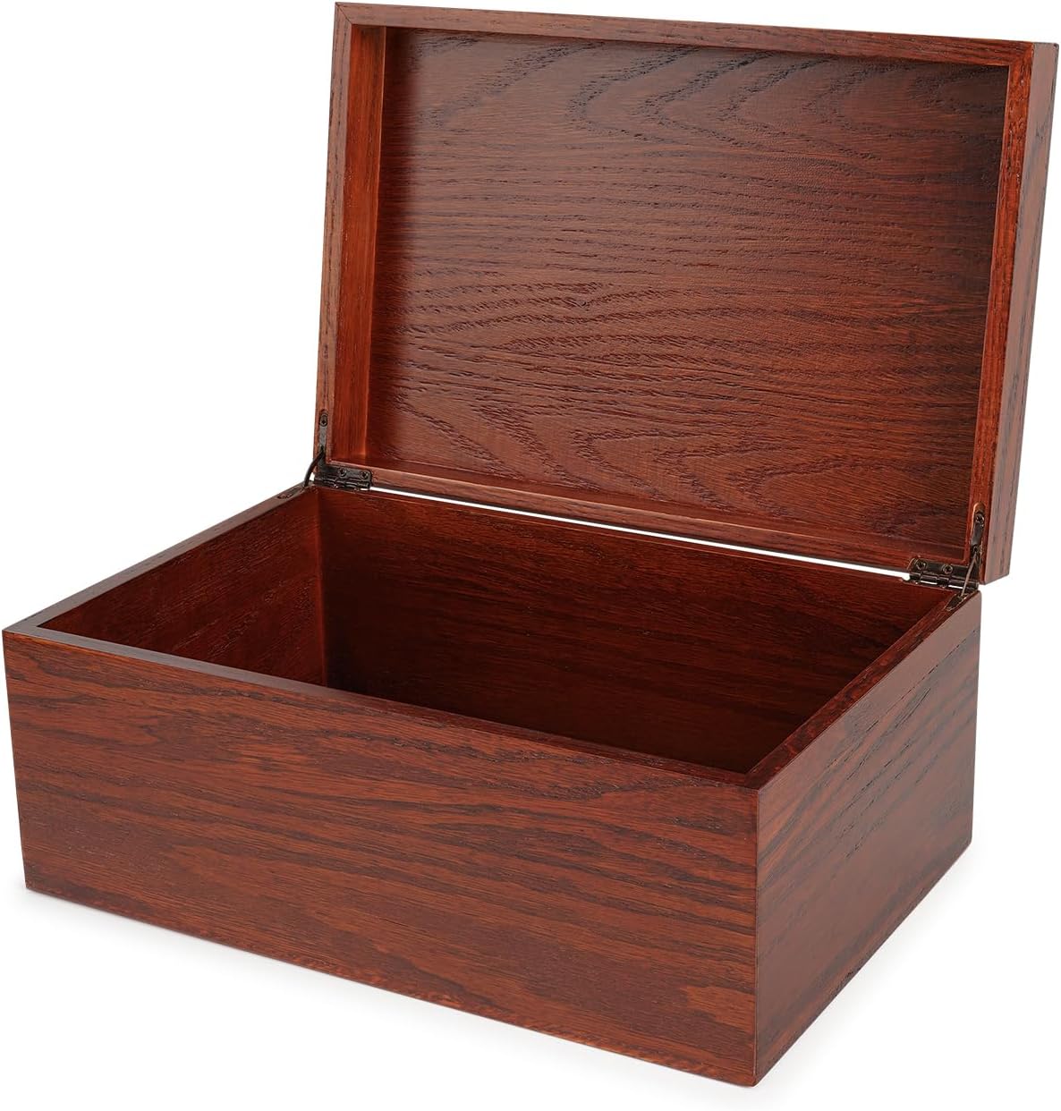 WANLIAN Large Modern Oak Wooden Keepsake Box with Hinged Lid - Wood Gift Box for Men, Wood Storage Box for Mementos, Collectibles & Trading Cards - 13*8.7*5.9 inch (Oak)