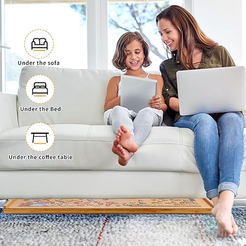 Miniatura 6 de Mesa de rompecabezas para adultos  1500 piezas de tablero de rompecabezas de bambú con 4 cajones, accesorios de mesa de rompecabezas para