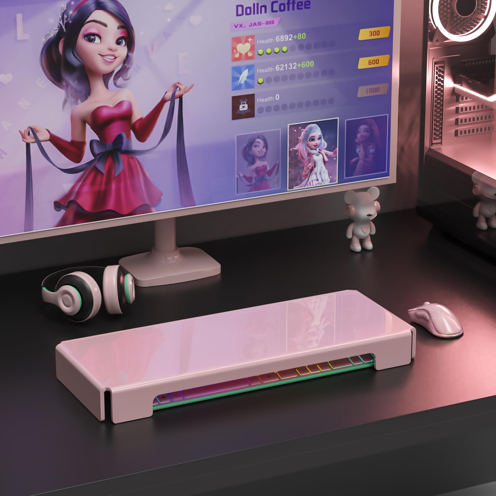 Copertura in acrilico per tastiera del computer, protezione antipolvere per tastiera meccanica, protezione per tastiera del PC, protezione per tastiera con gatto (1 confezione, rosa chiaro)