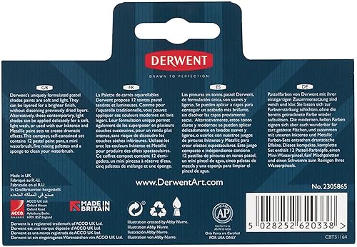 Miniatura 3 de Derwent Juego de pintura de tonos pastel, calidad profesional, colores de larga duración, paleta altamente pigmentada, portátil, juego de viaje