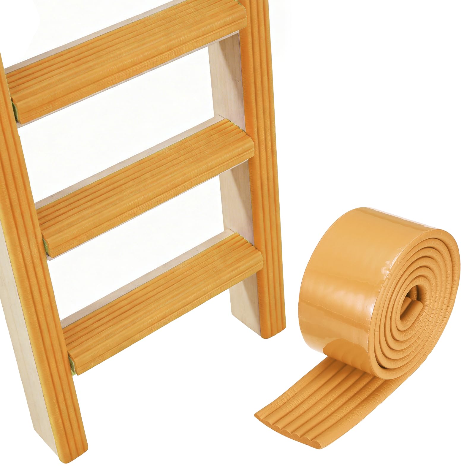PATIKIL Bunk Bed Ladder Pad, (6.5ft, Wood)(2 Pcs), Self-Adhesive Bunk Bed Step Foam Padding Soft Extra-Wide Edge Protector Traction Treads, Suit for - Stair Steps/Bedroom/Kitchen