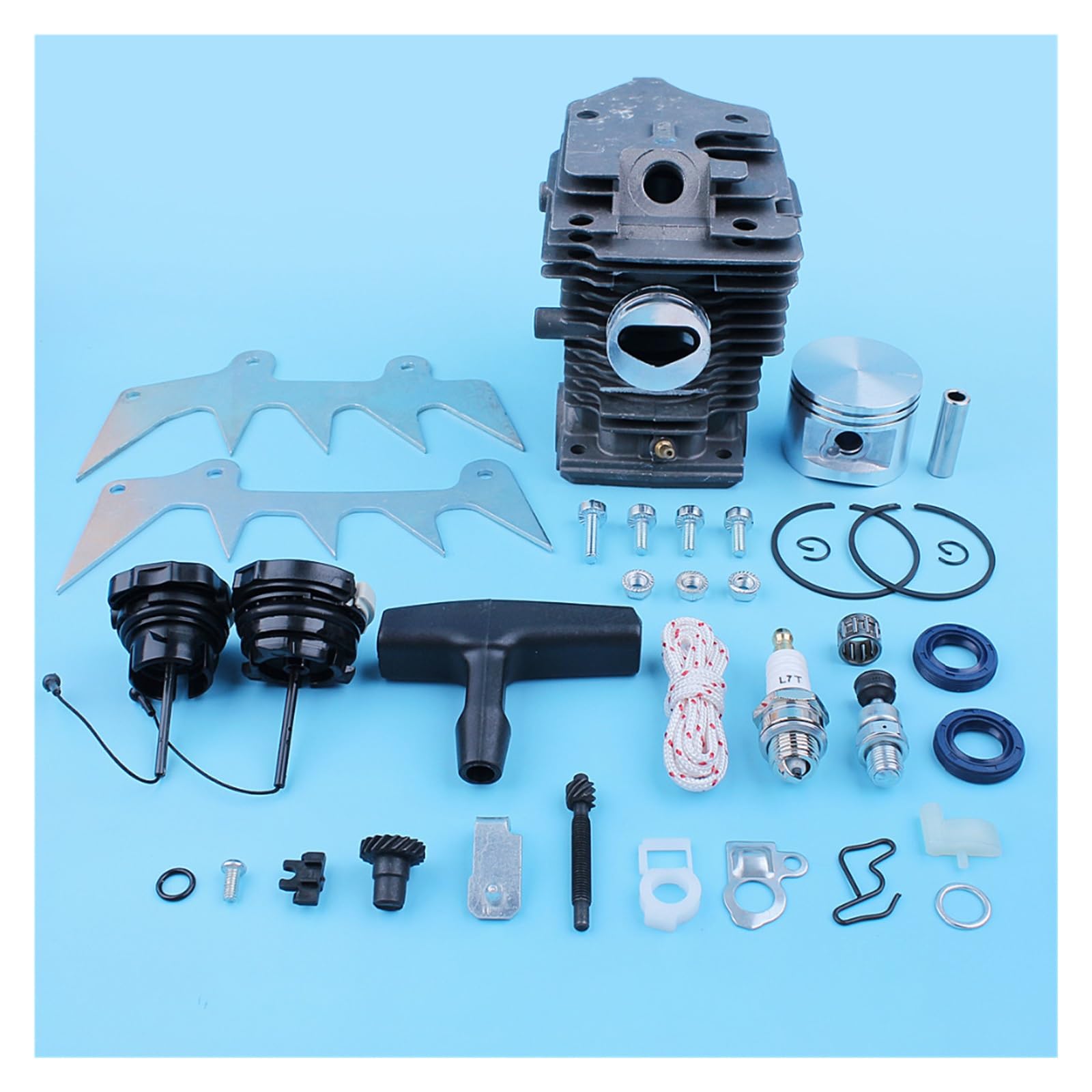 Pistón de cilindro 46mm, Kit ajustador picos for perros for Stihl MS280 MS270 MS 270 280, trinquete arranque con tapa Gas for motosierra