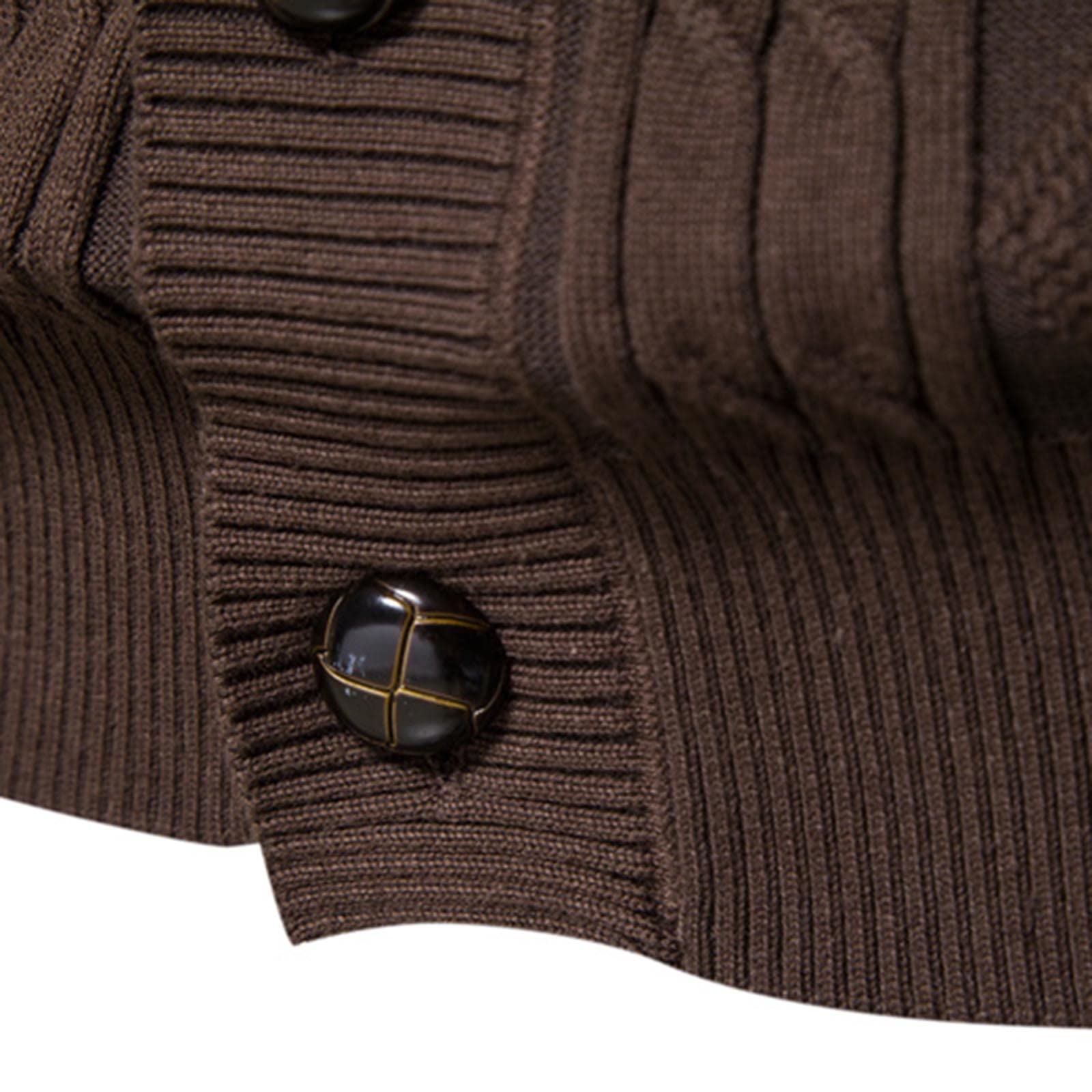 Generisch Cardigan da uomo, sottile, leggero, per le mezze stagioni, con bottoni, con scollo a V, taglie grandi, caldo, invernale, a maniche lunghe, tinta unita, classica