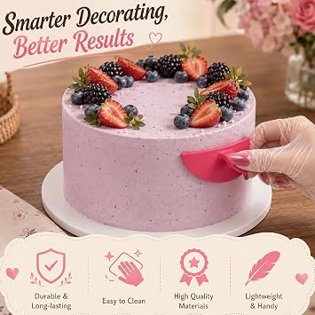 CZFDHP Cake Decorating Tools, Cake Arch Guide Tool 4-Piece Set, Create Uniform Cake Arches and Professional Piping, Cake Stencils Decorating Kit, Rose Pink 2 Large 2 Small Cake Portion Marker Tool