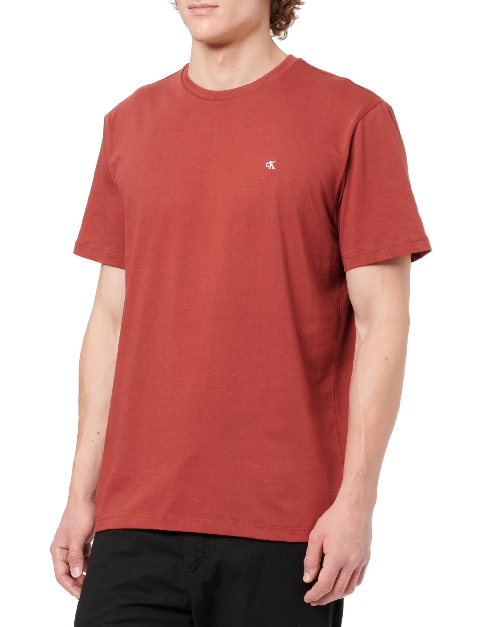 Calvin Klein Uomo T-Shirt Maniche Corte Classic Monogram Tee con Scollo Rotondo, (Red Pear), M