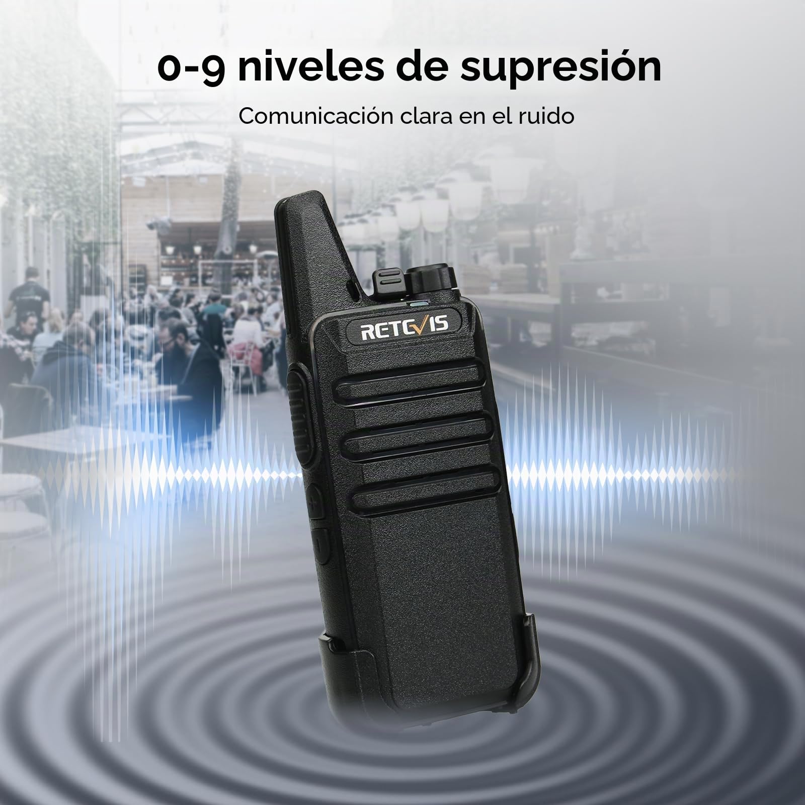 Retevis RT622 Walkie Talkie, Mini Walkie Recargable, PMR446 Licencia Libre, VOX Squelch CTCSS/DCS, Emergencia Walkie-Talkie Profesional para Adultos, Colegio (Negro, 4 Piezas)
