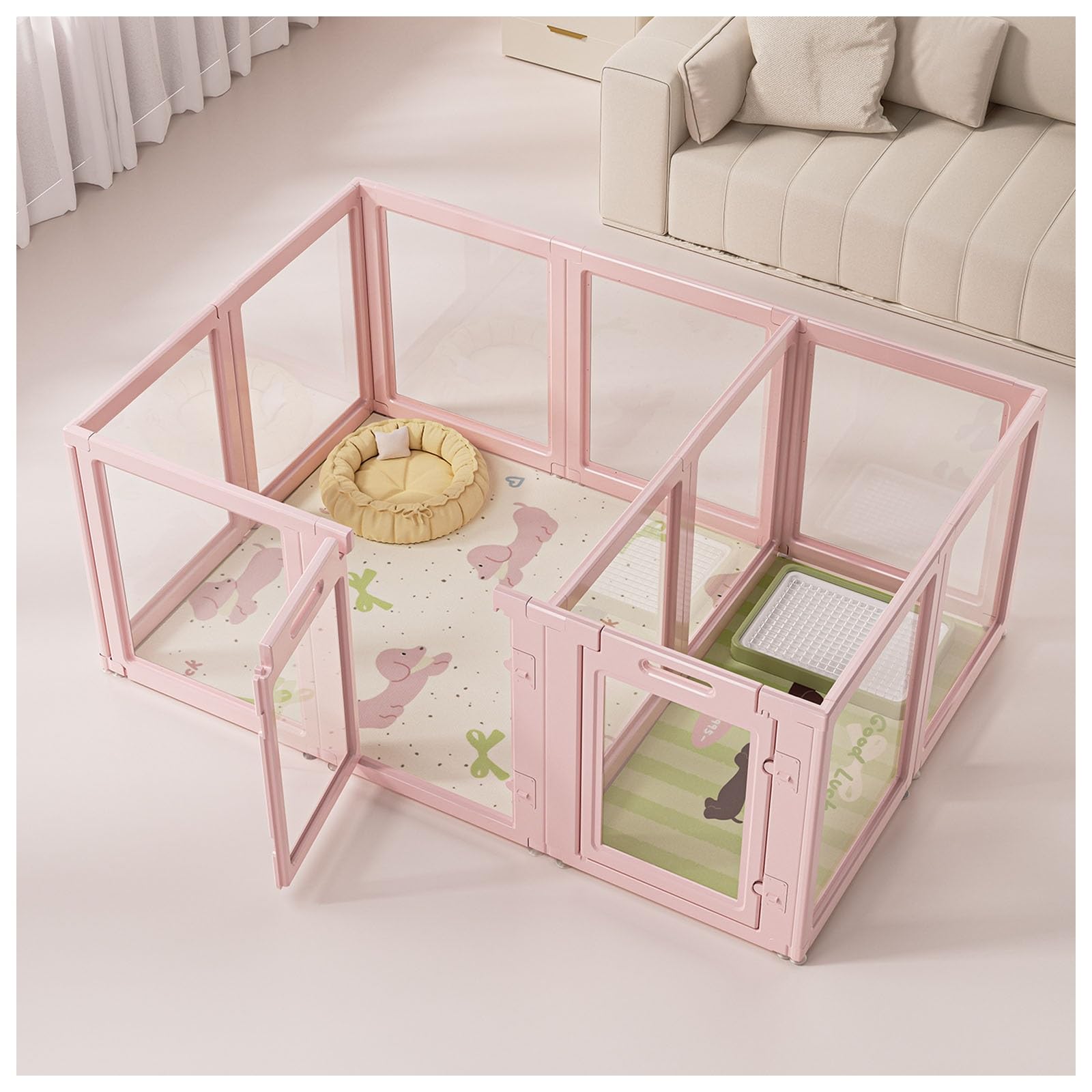 Recinto Cuccioli interno Recinto,Recinto for Animali da Interno Plastica, Trasparente,box for cuccioli, conigli, recinto for cani, for gattini, furetti,Solido Smooth(12pieces)