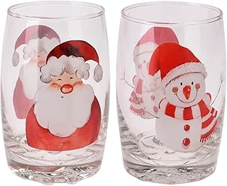 Daniel James Christmas Drinking Glasses – Set of Novelty Glass Tumblers for Adults & Kids Cold Drinks - Festive Glass Drinking Cups for Home, Kitchen, Xmas Party & Table Décor – Set of 2, 300ml