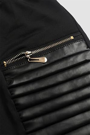 Flamingals Faux Leather Leggings for Women Tummy Control High Waisted Motorcycle Leggings Women with Pockets Patch Zip