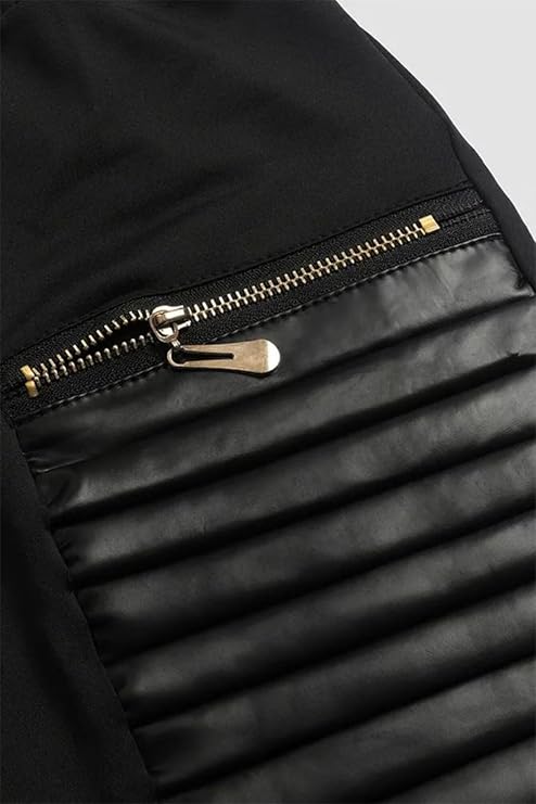 Flamingals Faux Leather Leggings for Women Tummy Control High Waisted Motorcycle Leggings Women with Pockets Patch Zip