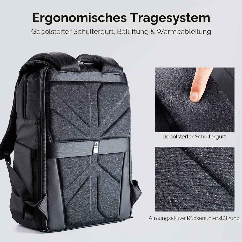 K&F CONCEPT Kamerarucksack 20L, Große Camera Backpack 15,6 Zoll Laptopfach, Spritzwassergeschutzt Fotorucksack mit Regenschutz, Kameratasche Groß für DSLR SLR (Schwarz)