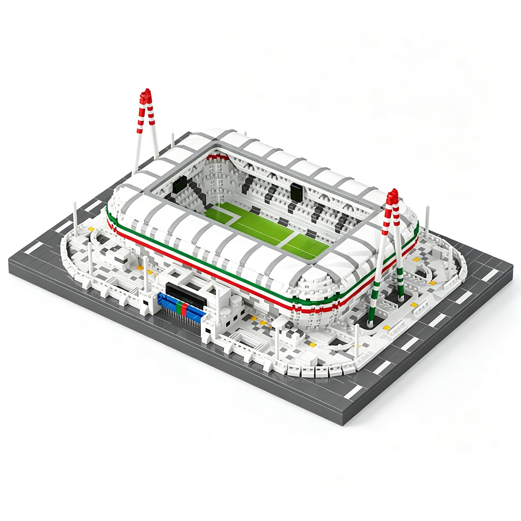 Architecture Model To Build With Mini Blocks, Realistic Football Field Design. World Elite Stadiums Collection. Football Stadium In Turin, Italy.