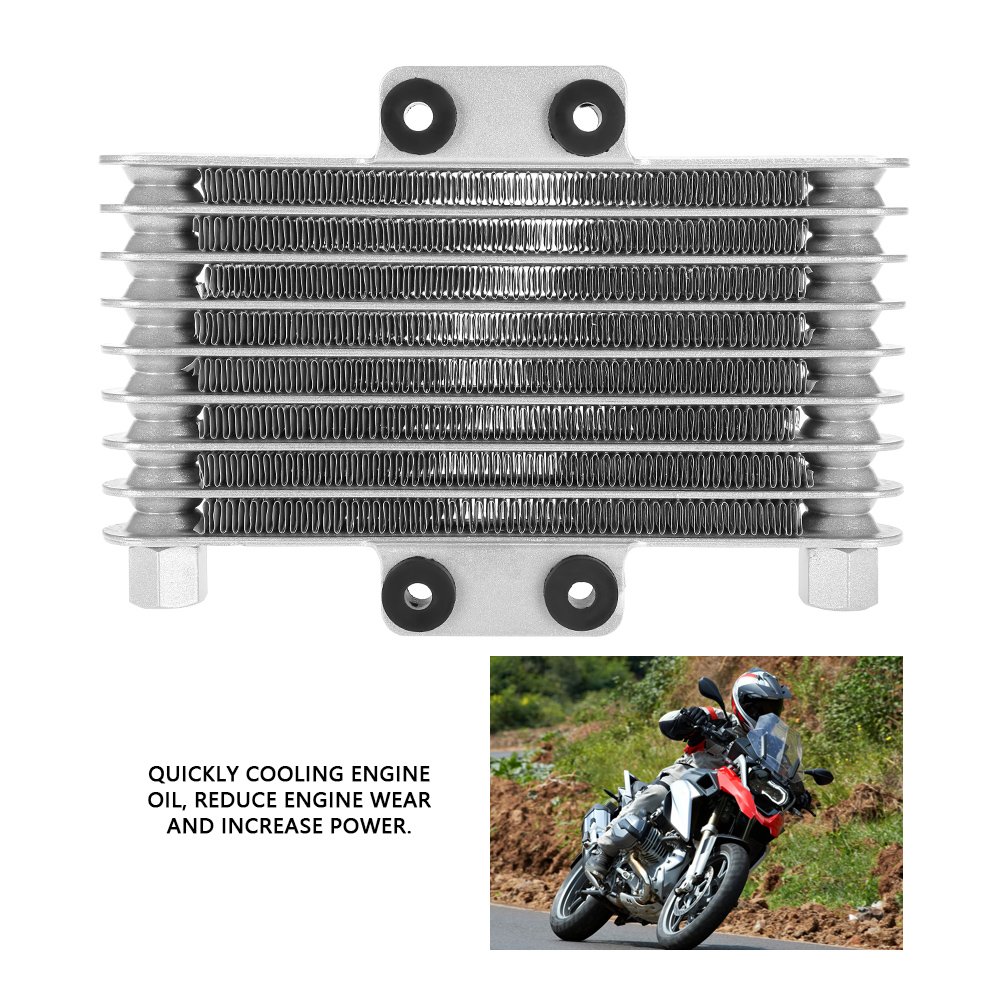 KIMISS Ölkühler, Aluminium 125ml Motorölkühler Kühler für Dirt Bike ATV(Silber)