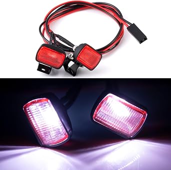 2PCS RC Crawler Light SCX10 TRX4 1/10 RC Crawler Car Upgrade LED Headlight RC Spotlight 15mm Red