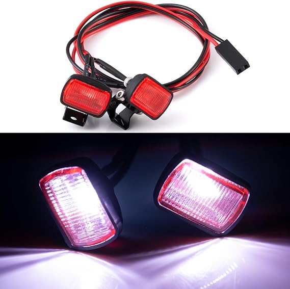 2PCS RC Crawler Light SCX10 TRX4 1/10 RC Crawler Car Upgrade LED Headlight RC Spotlight 15mm Red