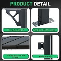 Vista 3 de Aoxun Pérgola de 8 x 5 pies para patio, cenador con techo inclinado, pérgola para parrilla grande montada en la pared, toldos resistentes