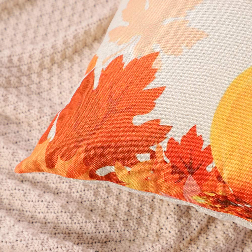 Artscope Federe Per Cuscini Divano 45x45 Cm – Set Da 4 Con Tema Autunnale Foglia D'Acero E Zucca – Cotone Lino Con Cerniera - 4