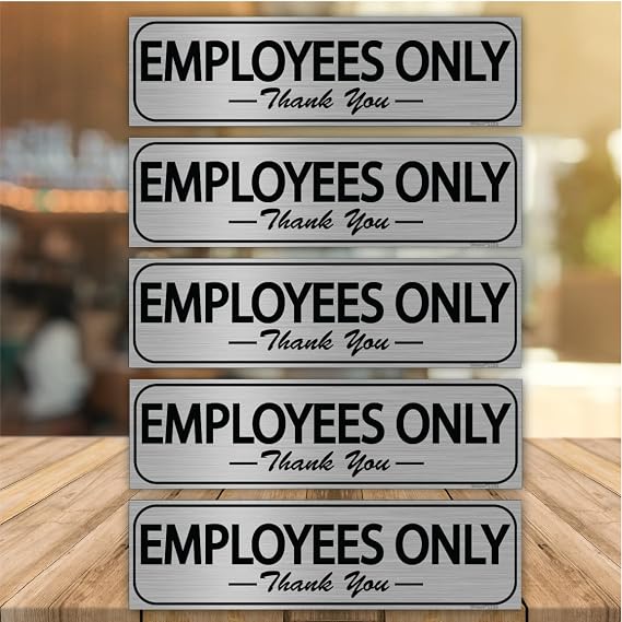(5 Pack) Employee Only Sign, Entrance Only Sign Outdoor or Indoor, for doors and buisness