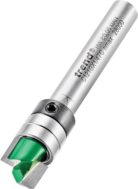 Trend C121GX1/4TC Craft 1/4" Shank Pro Guided Template Profiler Router Cutter Bit-C121GX1/4TC-Diameter Cutting Length 6.35mm Bearing 9.5mm Tungsten Carbide Tipped