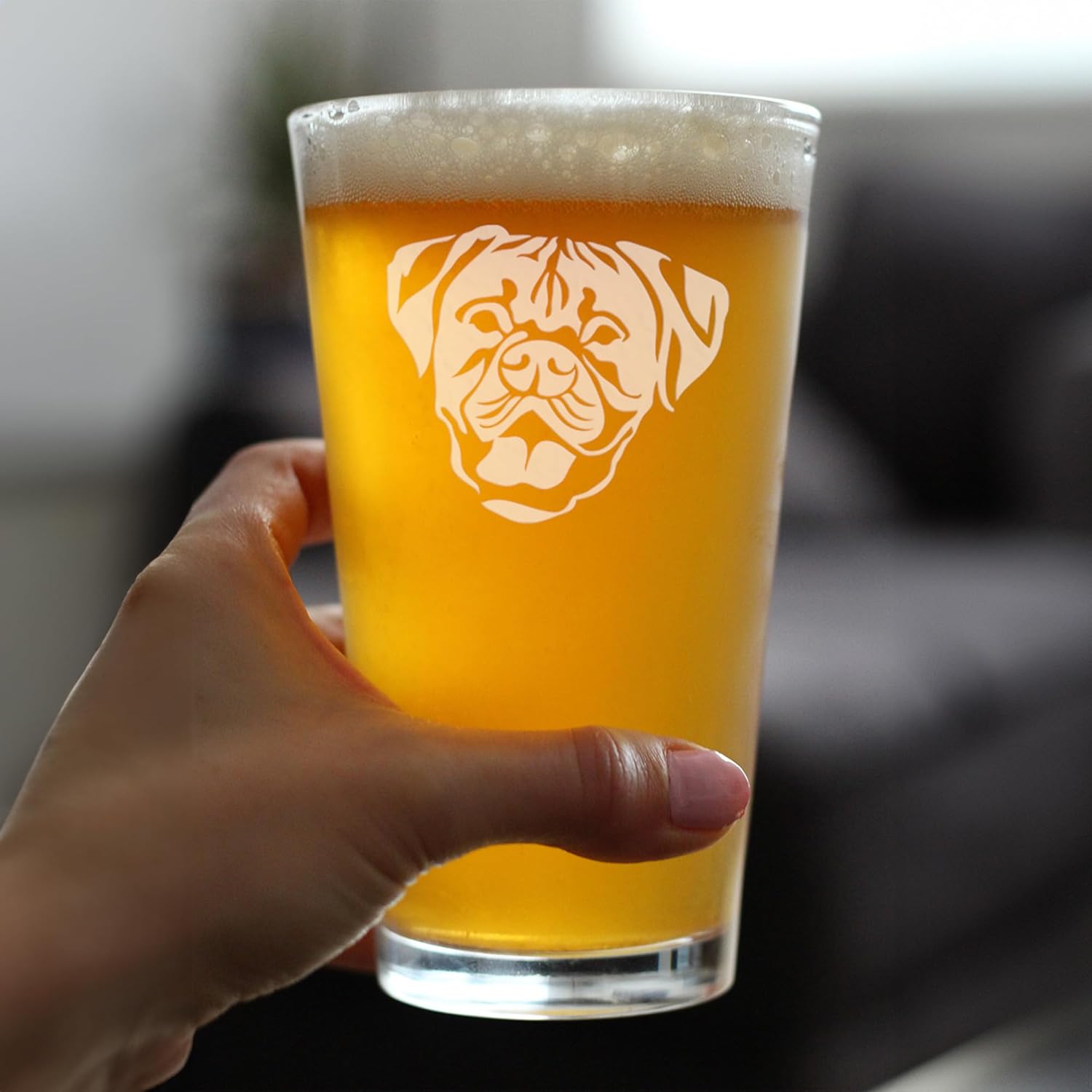 Boxer with Natural Ears - Pint Glass for Beer - Fun Unique Boxer Themed Dog Gifts and Party Decor for Women and Men - Set of 2-16 oz