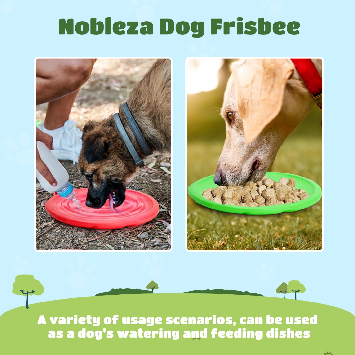 Nobleza Frisbee per Cani, 2 Unità di Gomma Durevole per Addestramento all'Aperto, D20 cm, Rosso & Verde